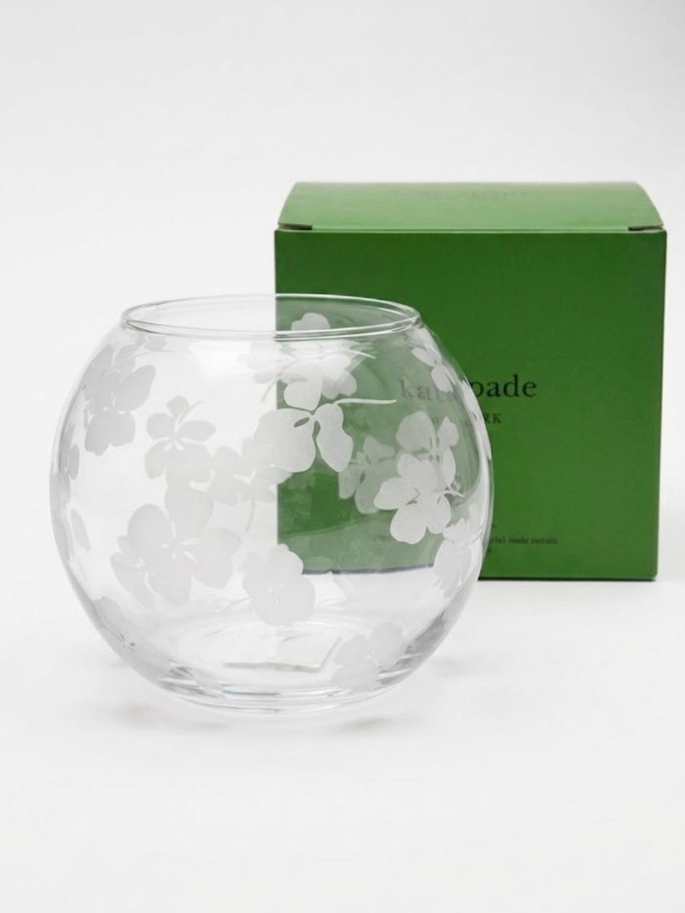 Kate Spade New York Spring Pansies Petite Rose Bowl Glass Flower Vase
